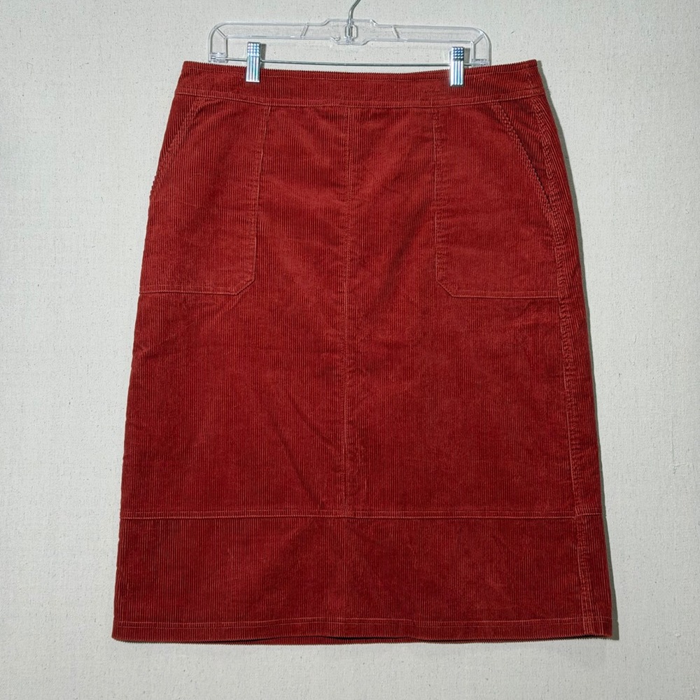 Boden Corduroy Skirt Women US12R Red Rust Midi A-Line Pockets Casual Boho Autumn